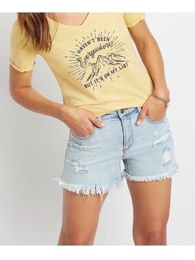 Kancan High Rise Distressed Boyfriend Shorts